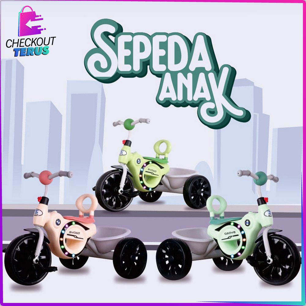 CT M190 Sepeda Anak Roda 3 Mainan Sepeda Kecil Anak Roda Tiga Sepeda Tricycle Fun Bike Kids