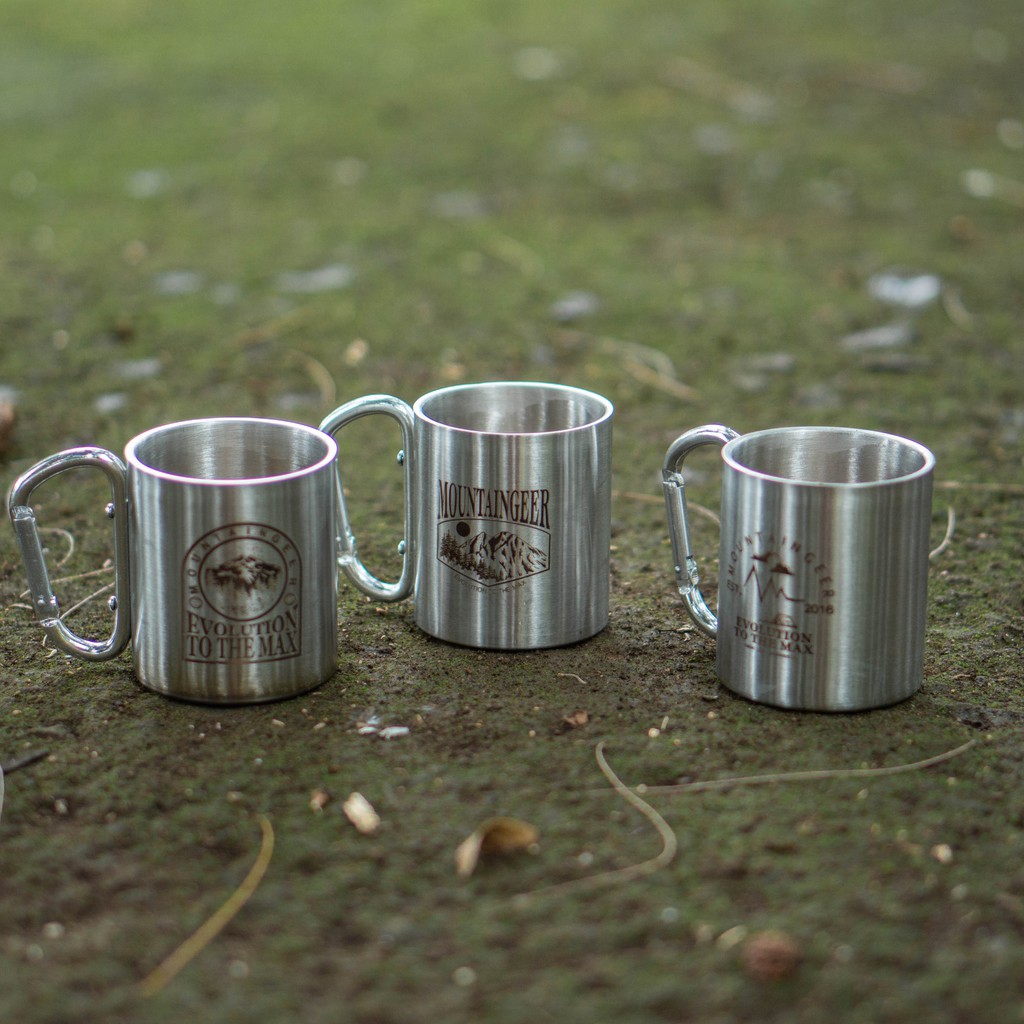 stainless mug carrabiner - Mug camping - stainless mug camping - mug stainless