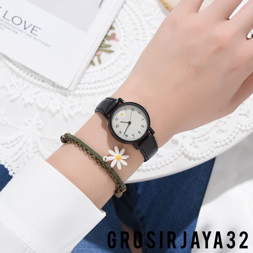 JAM TANGAN WANITA ASTRY DAISY ANALOG WATCH KALEP SINTESIS PU KOREAN FASHION