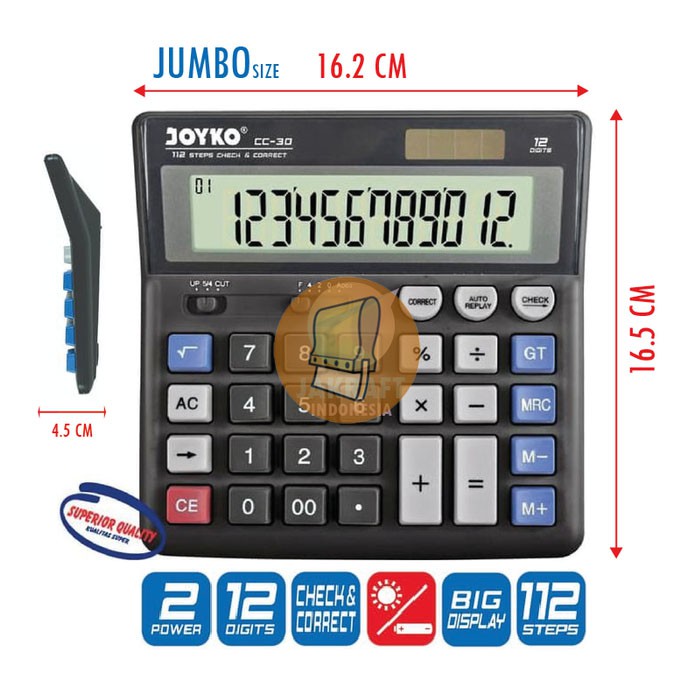 

Kalkulator Calculator Jumbo 12 Digit Check Correct JOYKO CC-30