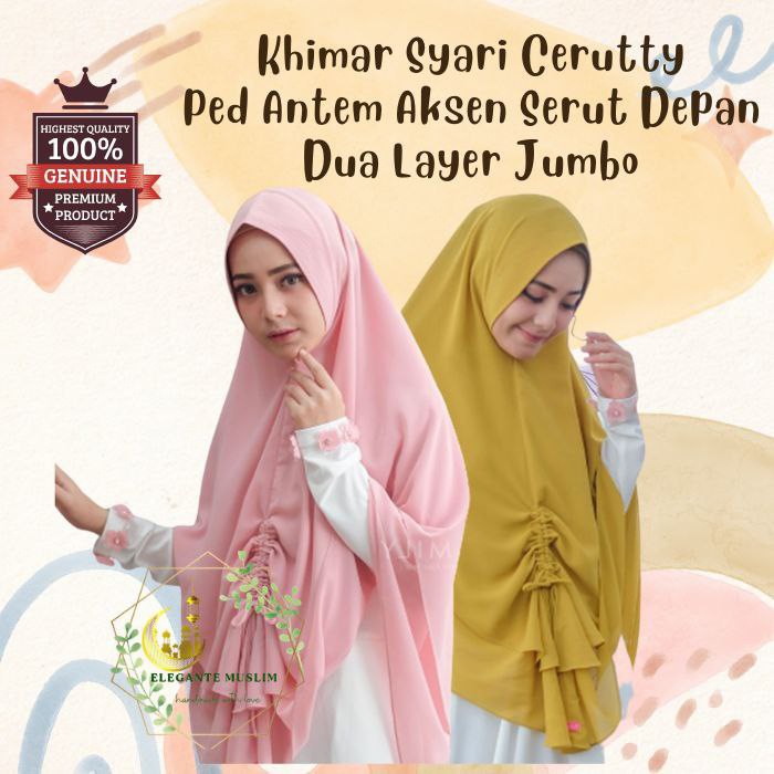 Khimar Syari Jumbo 2 Layer Serut Ceruty Baby doll Jilbab Jumbo 2 Layer Kerudung SyarI Maharani