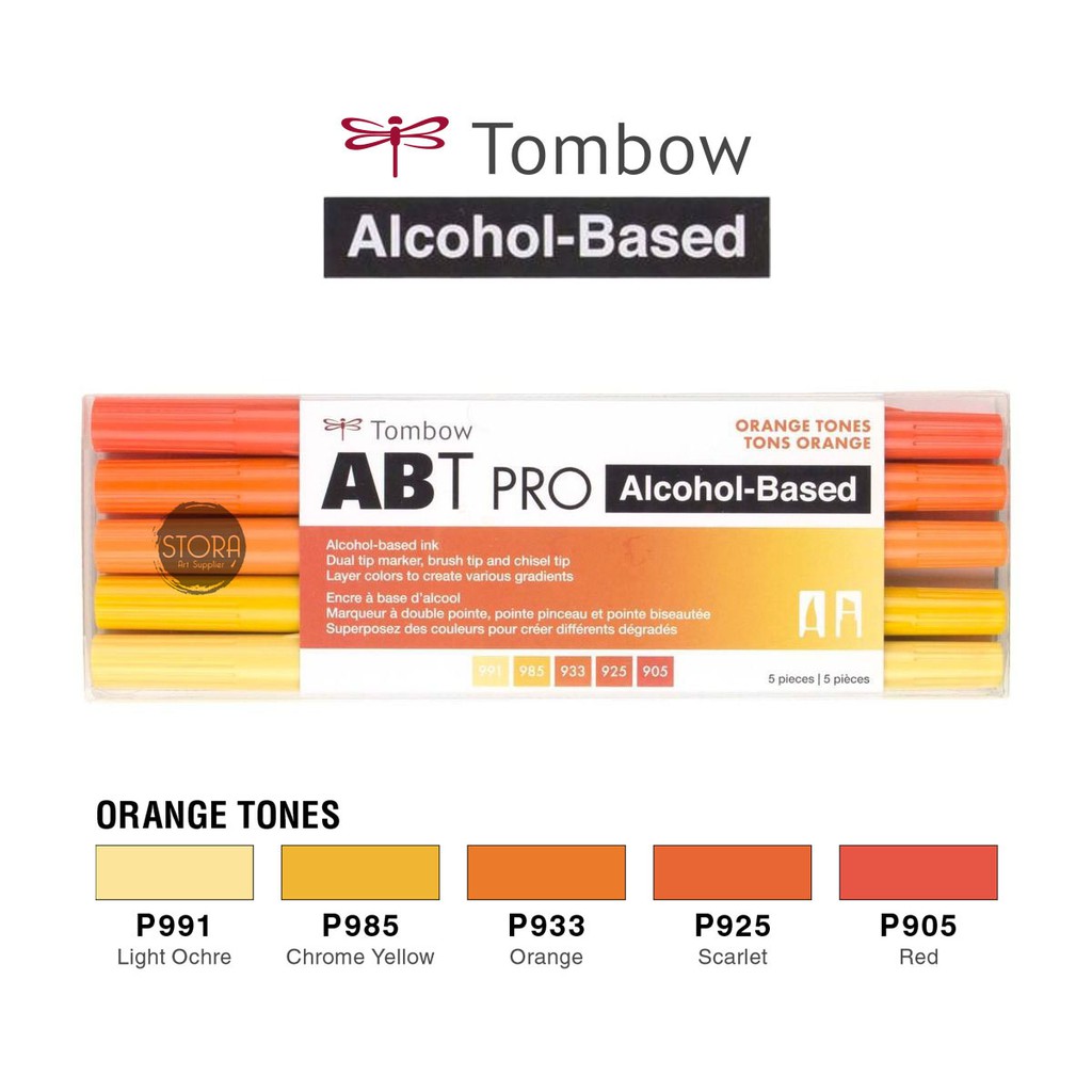 

Tombow ABT Pro Art Markers - Orange tones set 5 Colours Pen Brush