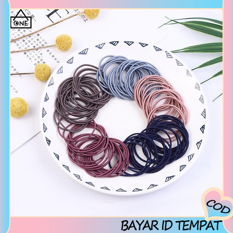 100Pcs Karet Rambut Elastis Gaya Korea untuk Wanita COD A one