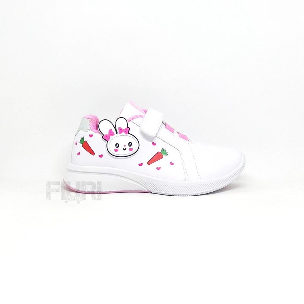 FIURI - ANDO ORIGINAL - CUTE BUNNY PEREKAT 29-32 PUTIH PINK - SEPATU SNEAKERS KANVAS SOL KARET ANAK KECIL PEREMPUAN  - SEPATU KELINCI KETS LUCU FASHION TRENDY - SEPATU SEKOLAH PAUD TK KRETEKAN PEREKAT CEWEK MURAH PROMO DISKON BONUS KAOS KAKI