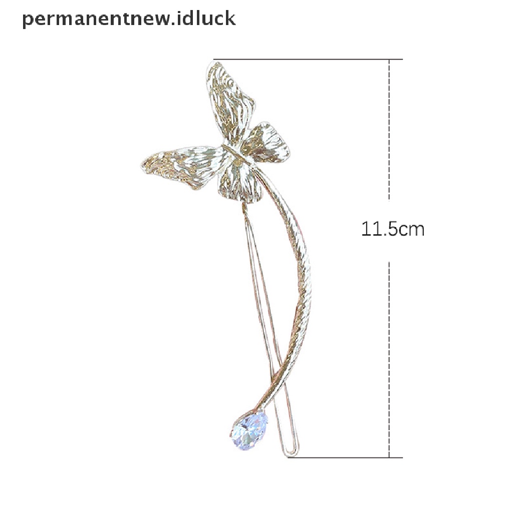 Jepit Rambut Model Butterfly Aksen Mutiara Bahan Metal Gaya Retro Untuk Wanita