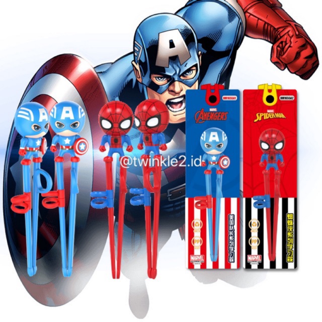 Training chopstick anak / Sumpit Spiderman / Captain America