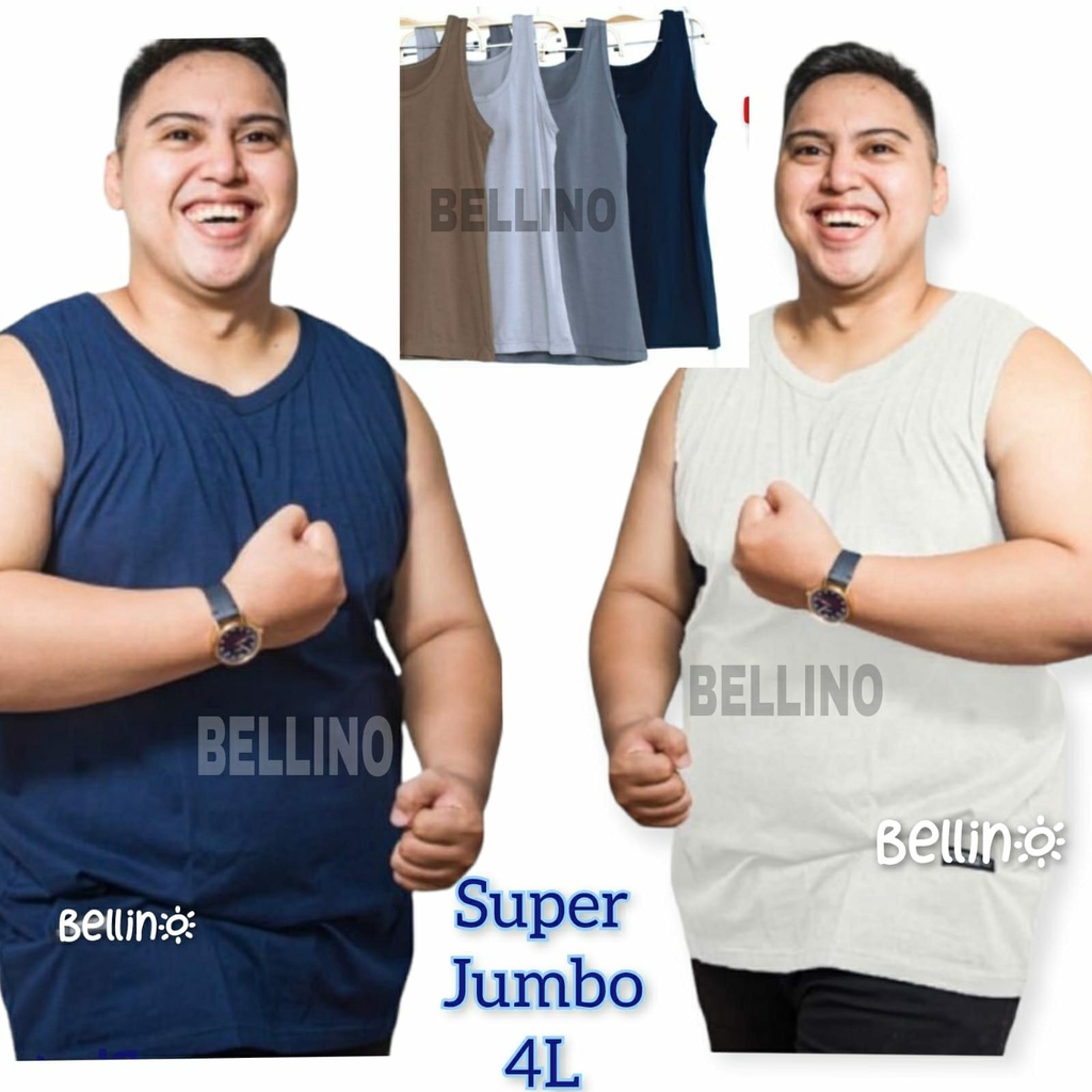 4L Super Jumbo Singlet Pria  Wanita Tanktop Unisex Tali Lebar XXXL-4L Ld 140cm Super Big Size Kaos Dalam Bahan Premium Adem / Tentop Wanita Extra Large