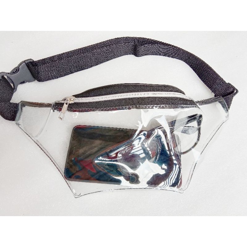 waistbag Tas pinggang Transparant S Zipper silver