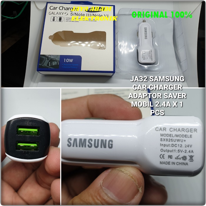 J32 SAMSUNG ADAPTOR MOBIL 2.4A 2 PORT CHARGER SUPPORT FAST CHARGING AKI ACCU DC TRAVEL ADAPTER CHARGER adaptive saver cas casan adaptor mobil super aki accu ac dc travel adapter charge dual usb bisa segala jenis handphone androit tc quick charge universal