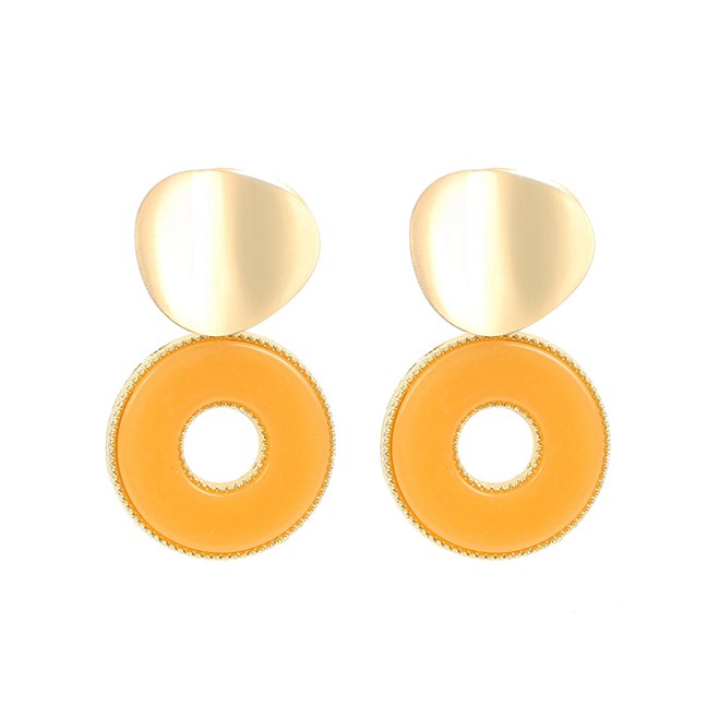 LRC Anting Tusuk Fashion Circle Acrylic Earrings F5336X