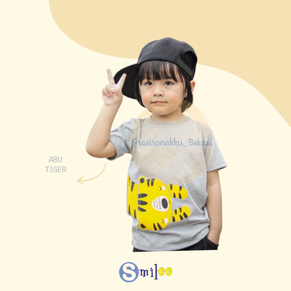 Kaos Anak Cowok Smilee Murah Motif Animal Size 1-5Tahun