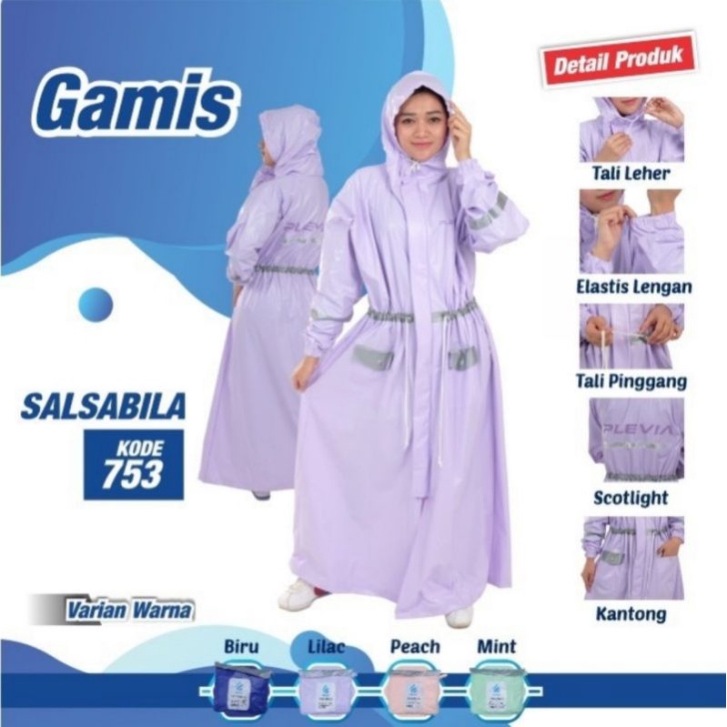 Jas Hujan Wanita Gamis Muslimah Hijaber Syari Rok Plevia SALSABILA 753