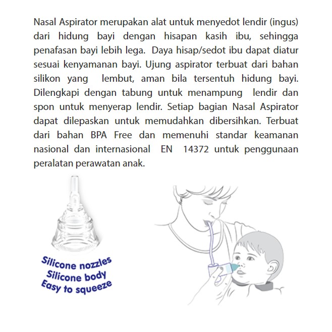 Baby Safe NAS02 Sedotan Ingus Hidung Bayi dengan Pipa Nasal Aspirator