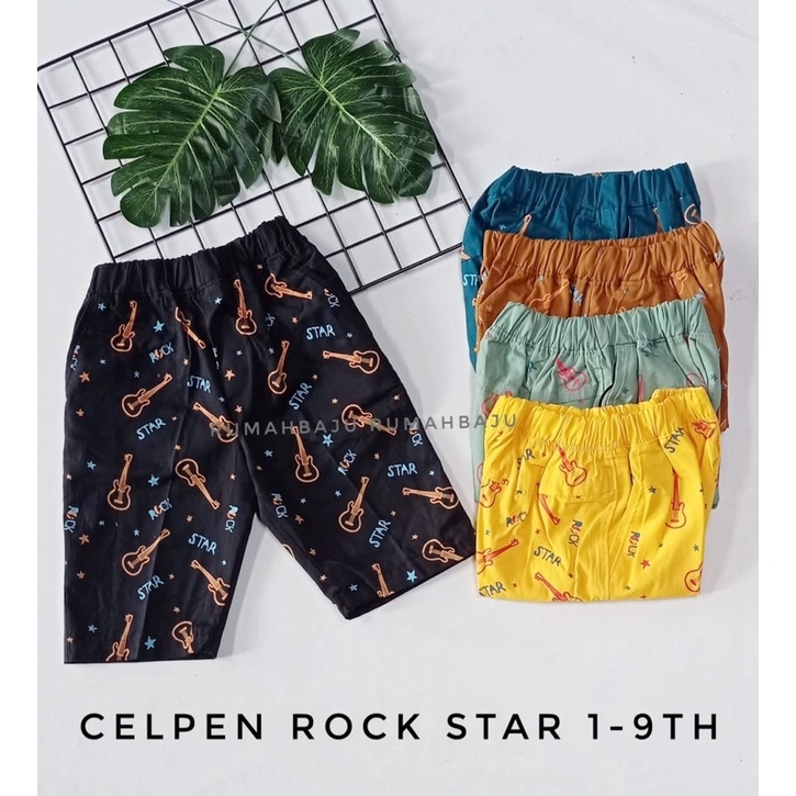 Celana Pendek Anak Laki Laki motip Rockstar