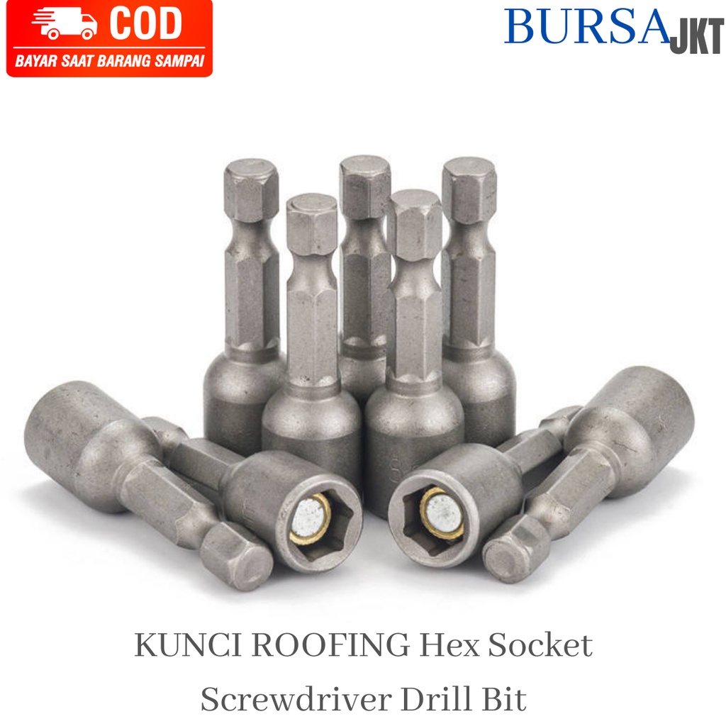 ADAPTOR ROOFING 10MMX65MM 1 PCS - MATA SOCK ROOFING  Magnetic Screwdriver Bit hex socket - MAGNETIC NUT - BAUT KUNCI KEPALA ROOF