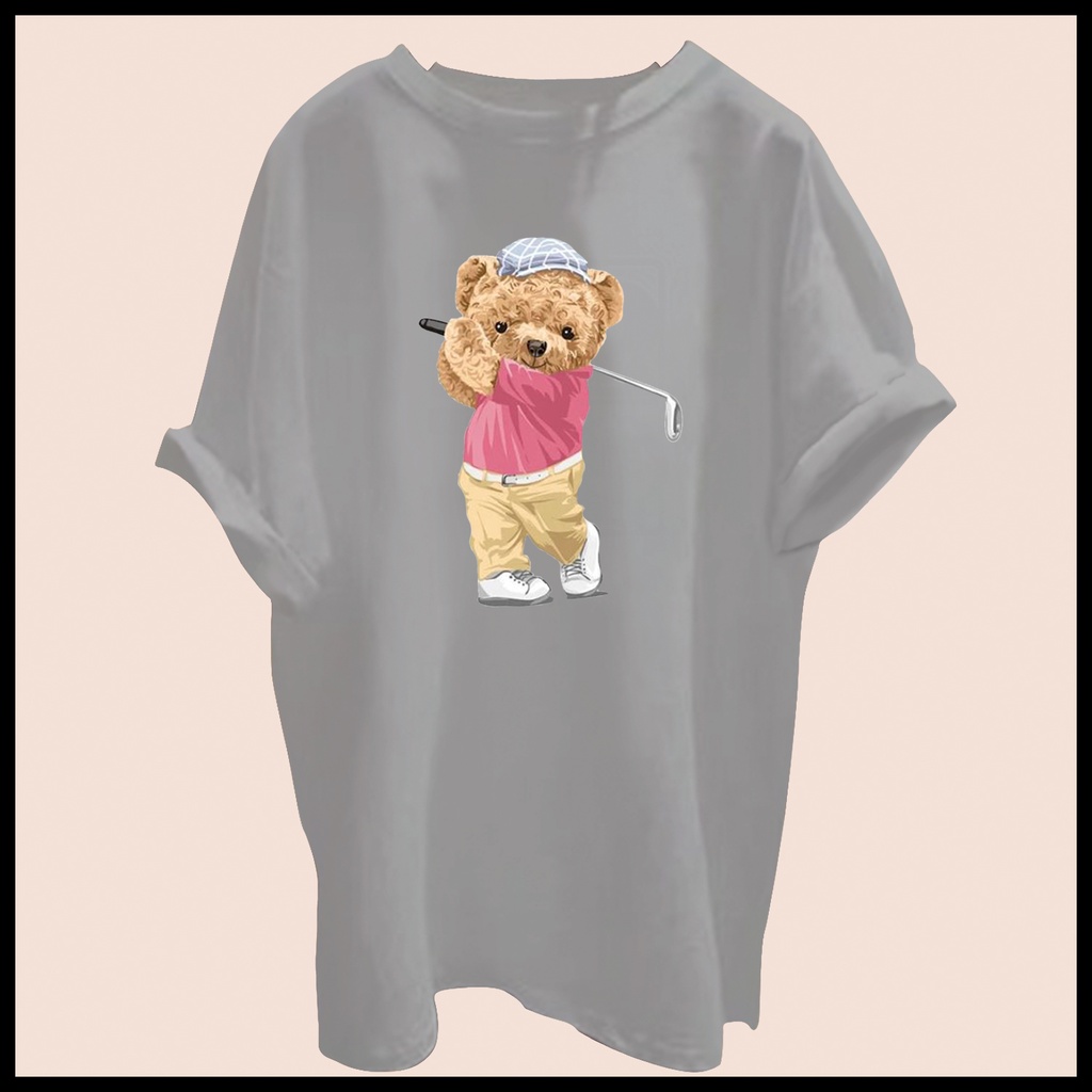 CALVIERO SHOP - BAJU KAOS ATASAN WANITA BEAR GOLF PRINT