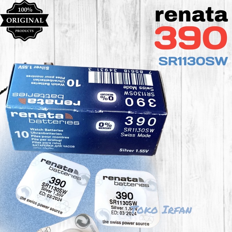 Baterai Renata 390 Original Batrai SR1130SW Batre L1131 AG10 SR54 189 LR1130