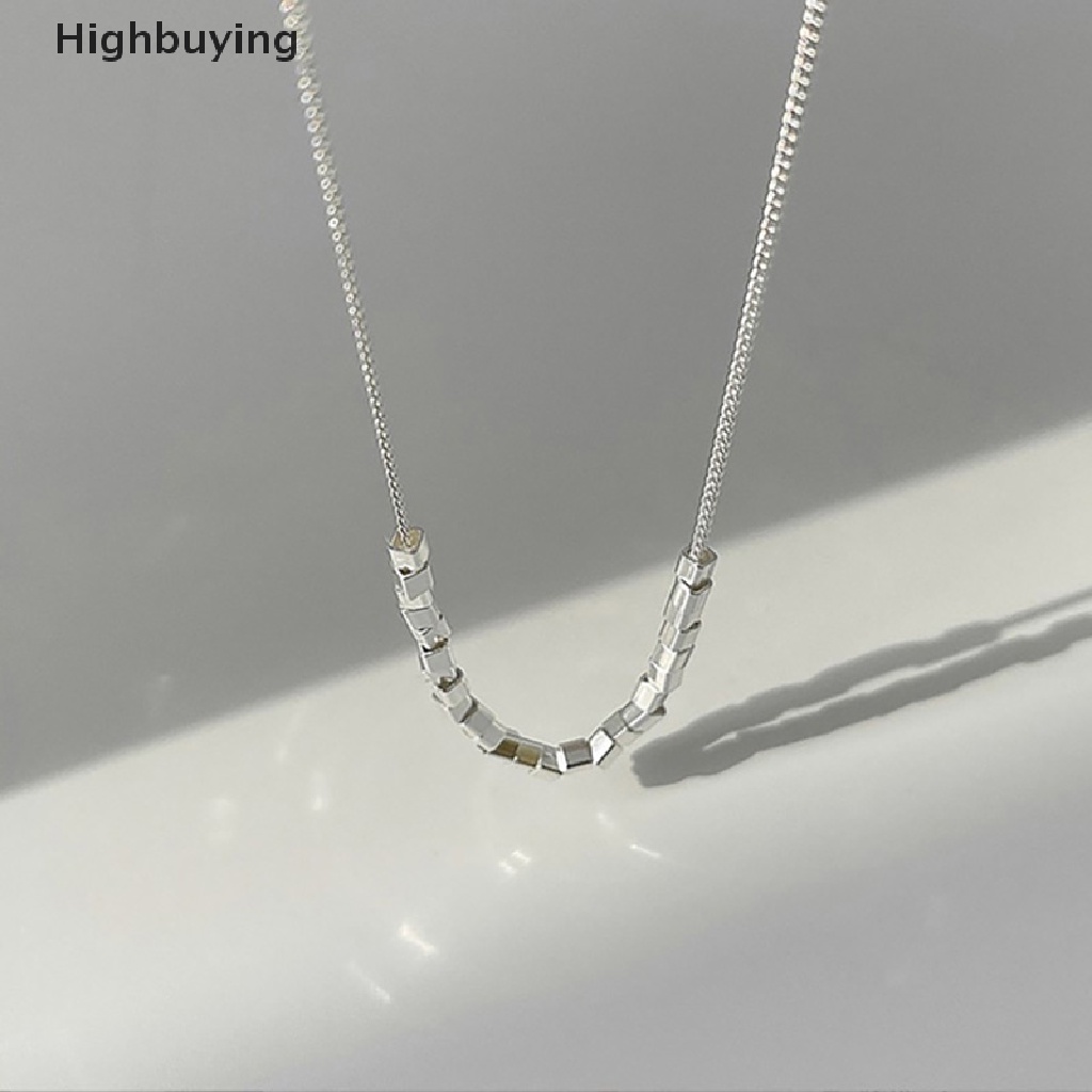 Hbid Kalung Rantai Sterling Silver 925 Dengan Liontin Manik-Manik Persegi Kecil Untuk Wanita