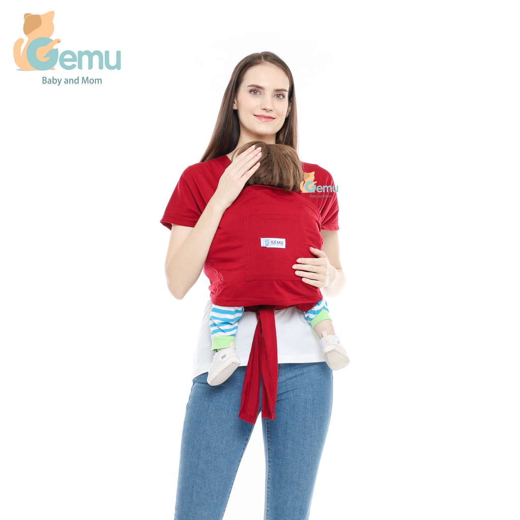 Baby Wrap Gendongan Bayi Depan Samping M Shape 3in1 Geos Kaos Instan with Sash Belt Premium GEMU