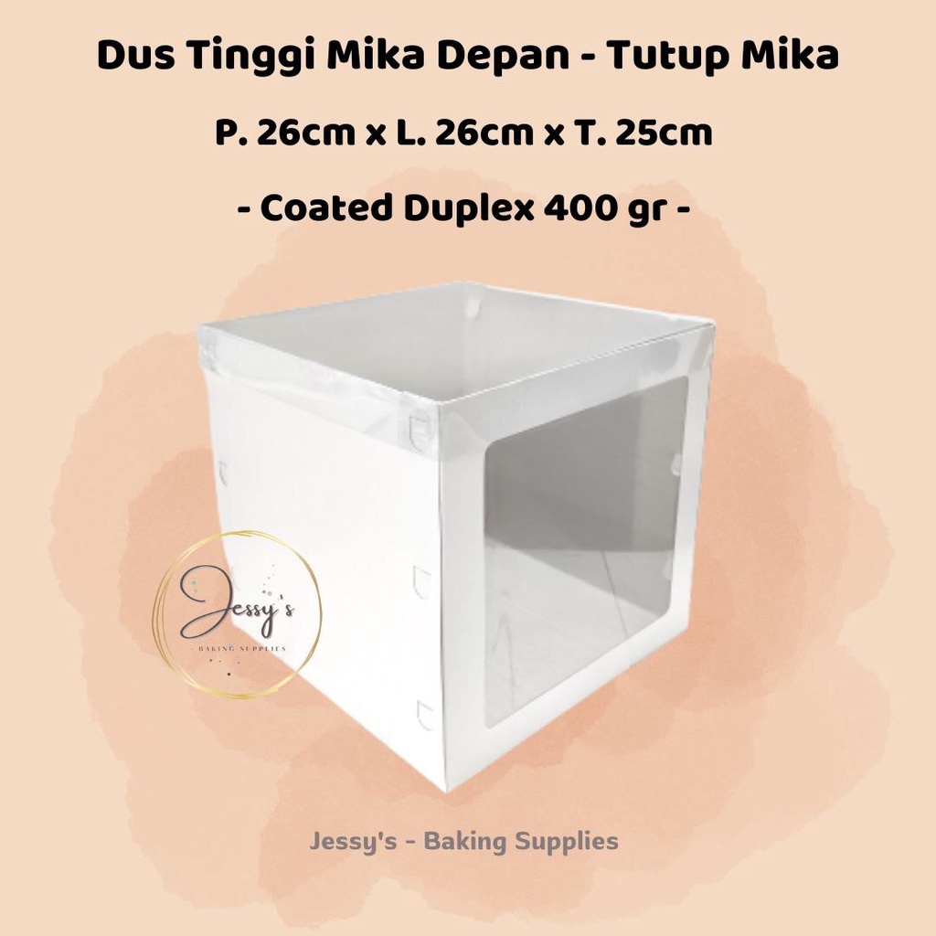 

Dus Box Kotak Kue Cake Tinggi Mika 26 x 26 x 25 Putih Polos