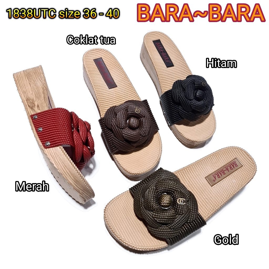 BARA BARA ORIGINAL sandal karet empuk murah wanita barabara wedges sendal selop import 1838utc