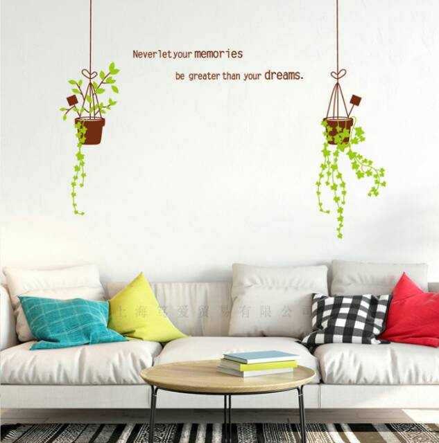 RELIZA WALL STICKER POT GANTUNG HIJAU HANGING DAPUR JM8331 STIKER DINDING WALLSTICKER