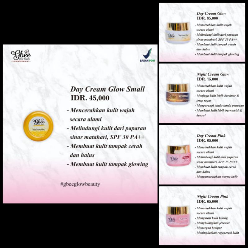 ECER/SATUAN GBEE GLOW BEAUTY SKINCARE / GLOW BEAUTY SKINCARE / SKINCARE HERBAL / 100% ORI / CANTIK A