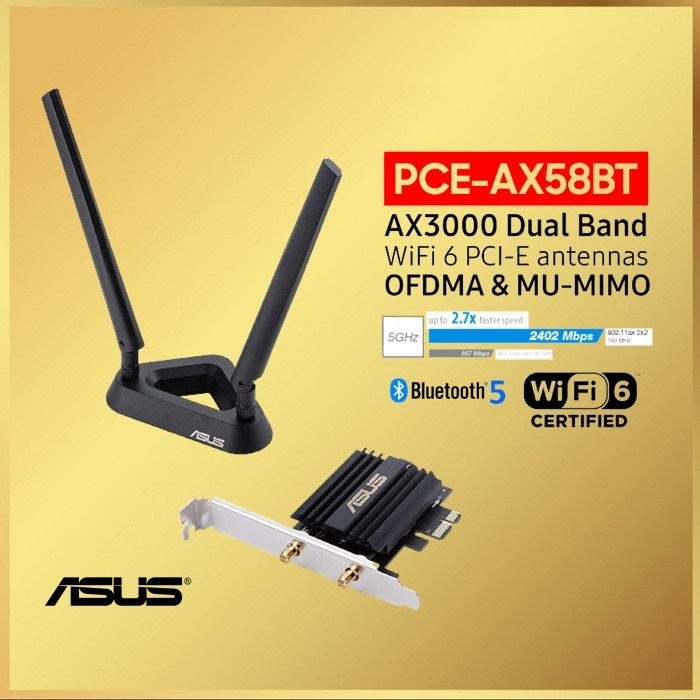 ASUS PCE-AX58BT Dual Band AX3000 PCI-E AX58BT AX58 BT WiFi 6 Adapter