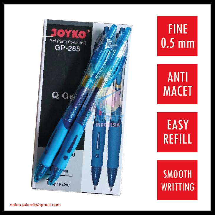 

Pulpen Gel Pen Klik Joyko Gp-265 Q Gel (Biru) 0.5 Mm Setara Kenko K-1 Kode 540