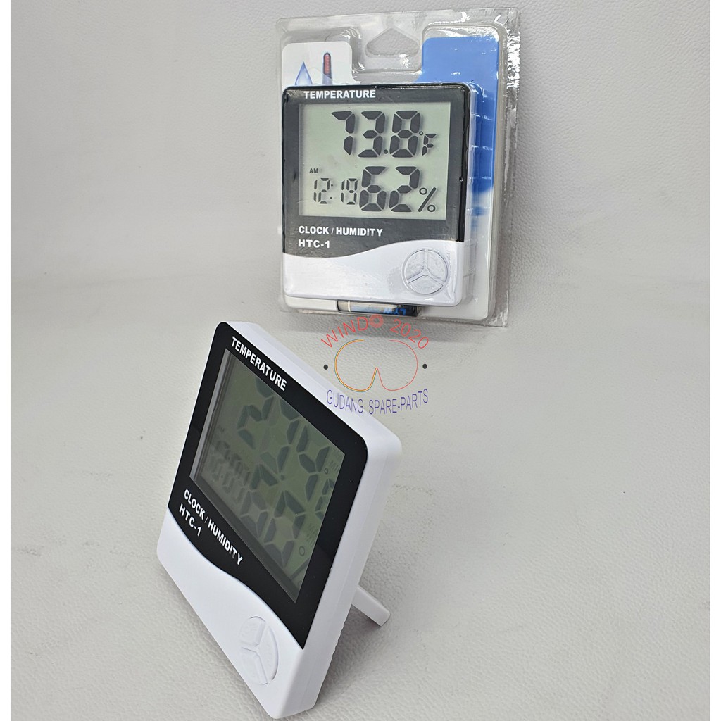 ALAT UKUR SUHU &amp; JAM DIGITAL | PENGUKUR TEMPERATURE RUANGAN | THERMOMETER HYGROMETER CLOCK HTC-1