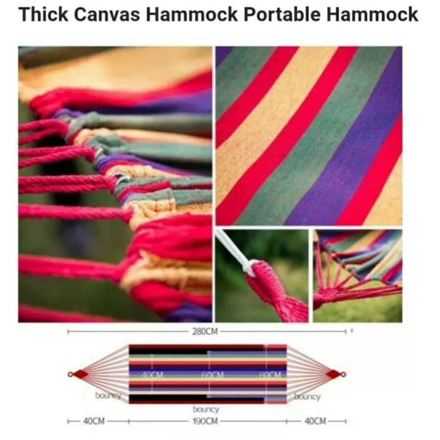 HAMMOCK AYUNAN GANTUNG Tempat Tidur Gantung Camping Outdoor Pelangi Colourful RANDOM