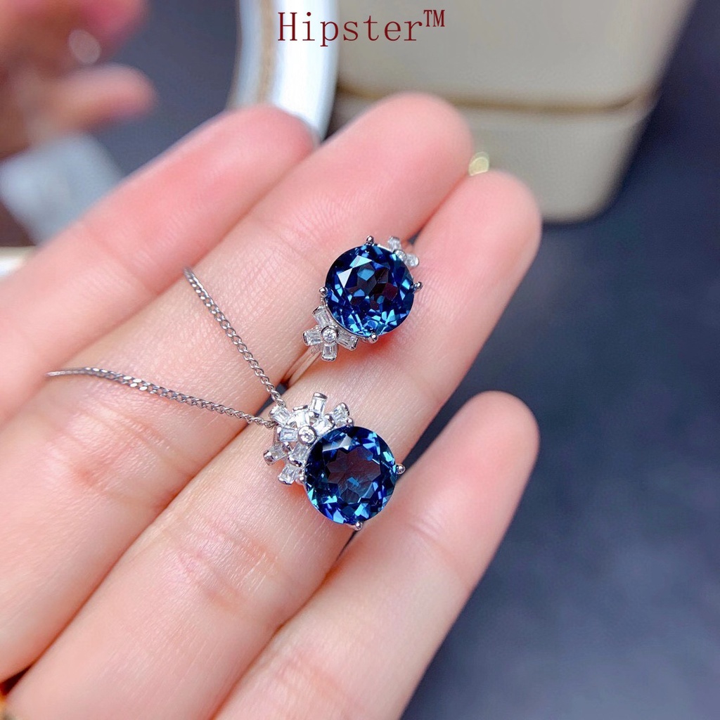 New Fashion Natural Sapphire Pendant Adjustable Ring Delicate Necklace