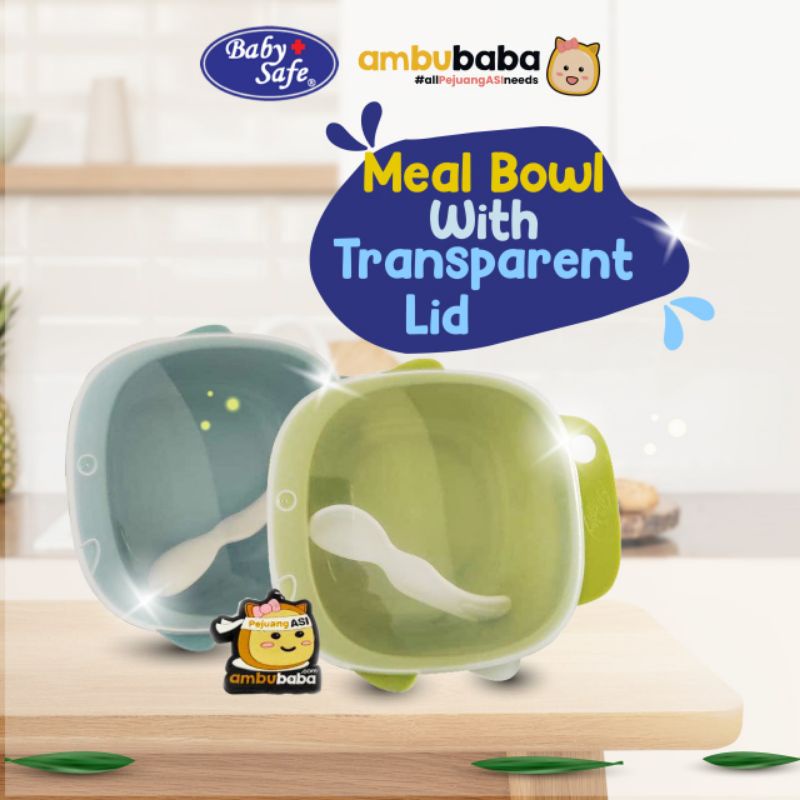 Baby Safe Meal Bowl with Transparent Lid Mangkok Bayi