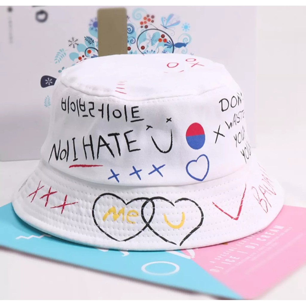 BAYAR DI TEMPAT_ TOPI KOREA BUCKET SABLON BADAS PREMIUM BUCKET BOLAK BALIK HARGA SPESIAL MURAH