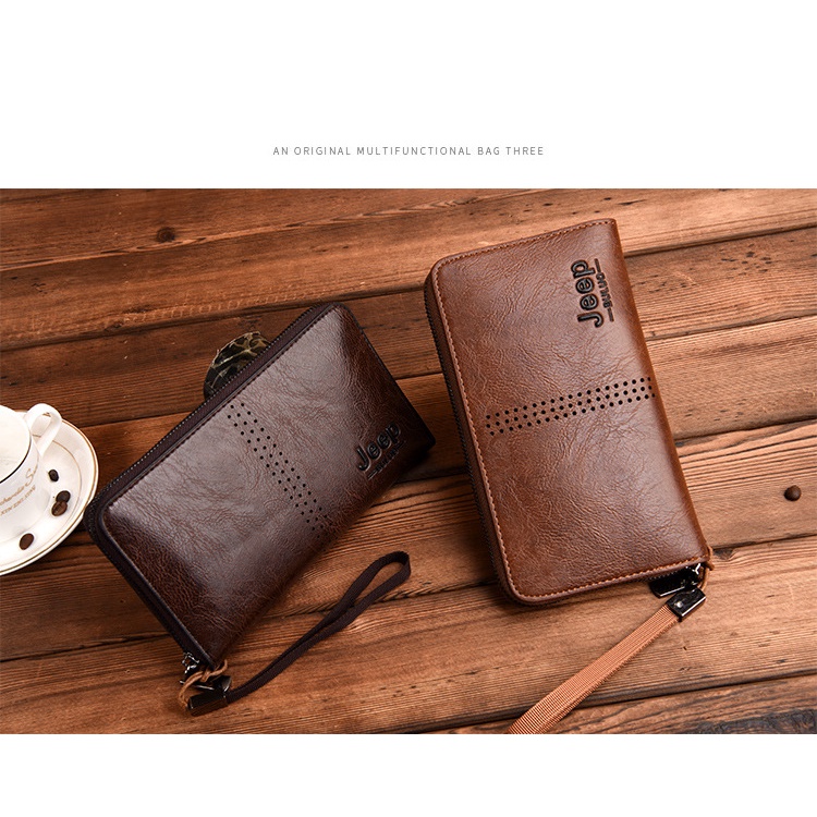 ORIGINAL DOMPET PRIA JEEP BULUO KULIT PANJANG - CLUTCH RESLETING PREMIUM DENGAN WRISTLET IMPORT