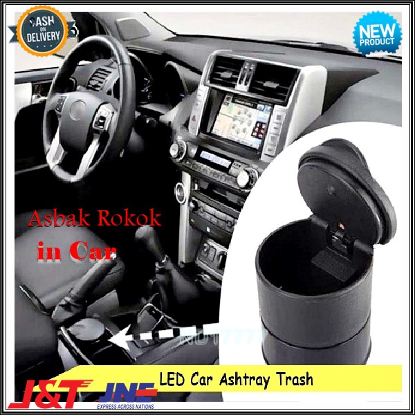 Asbak Rokok Mobil Warna Hitam Polos Portable Tempat Sampah Puntung Car Ashtray Coin Storage Serbaguna