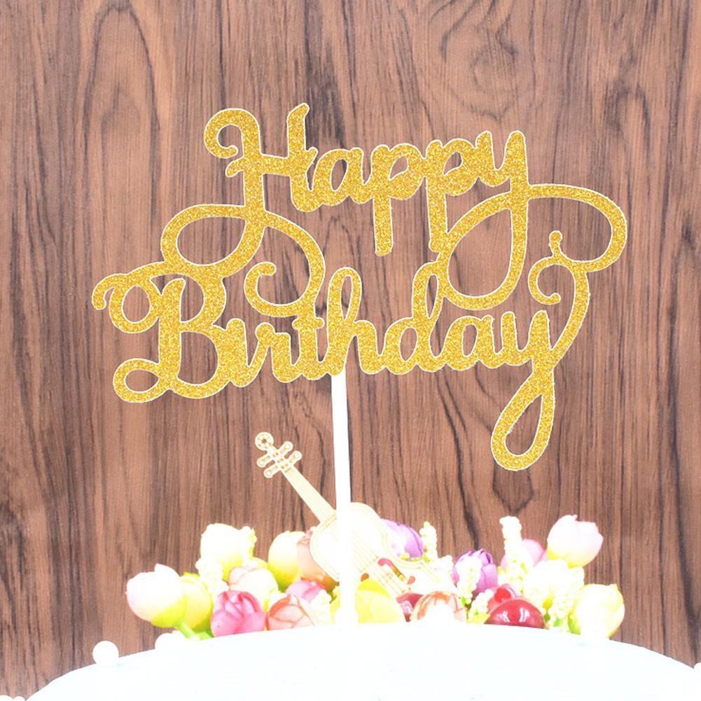 Topper Kue Desain Happy Birthday / Hiasan Kue Ulang Tahun bahan KERTAS glitter - LPM Shop