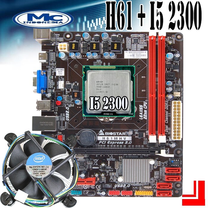 Motherboard H61 Biostar + Processor Intel i5 2300 + FAN