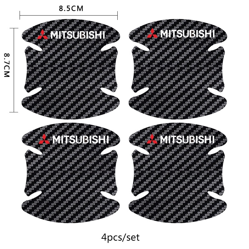 8pcs Stiker Film Pelindung Handle Bahan Carbon Fiber Untuk Mitsubishi