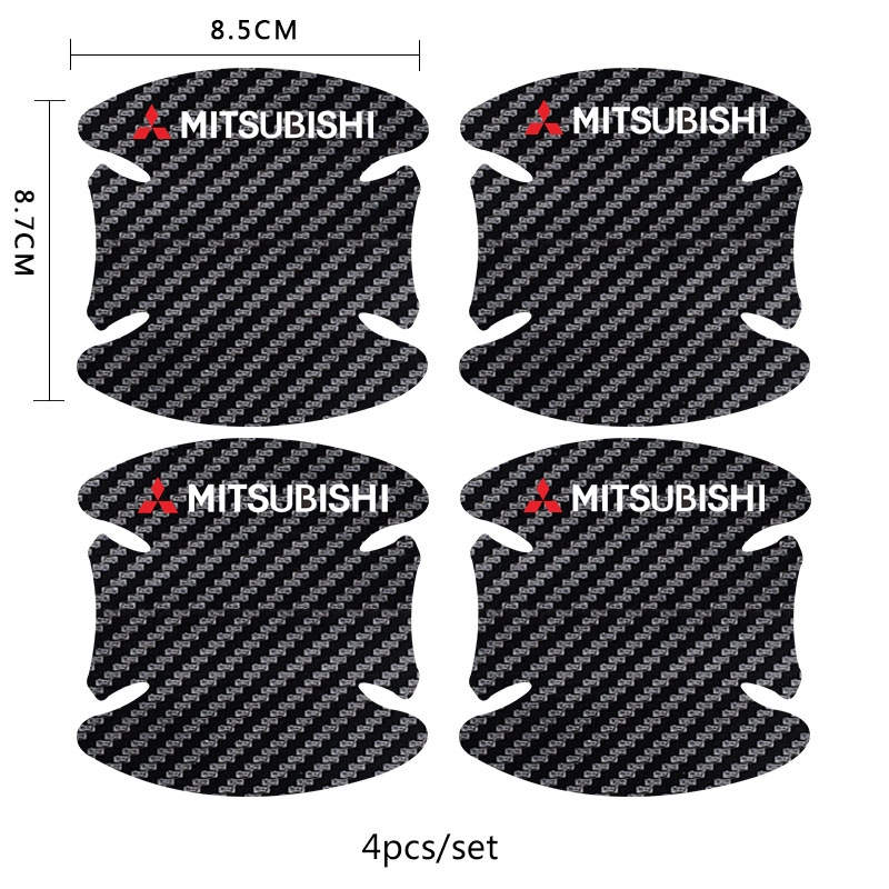 8pcs Stiker Pelindung Handle Pintu Mobil Bahan Carbon Fiber Untuk Mitsubishi Xpander Mirage Lancer Pajero Kuda Outlander