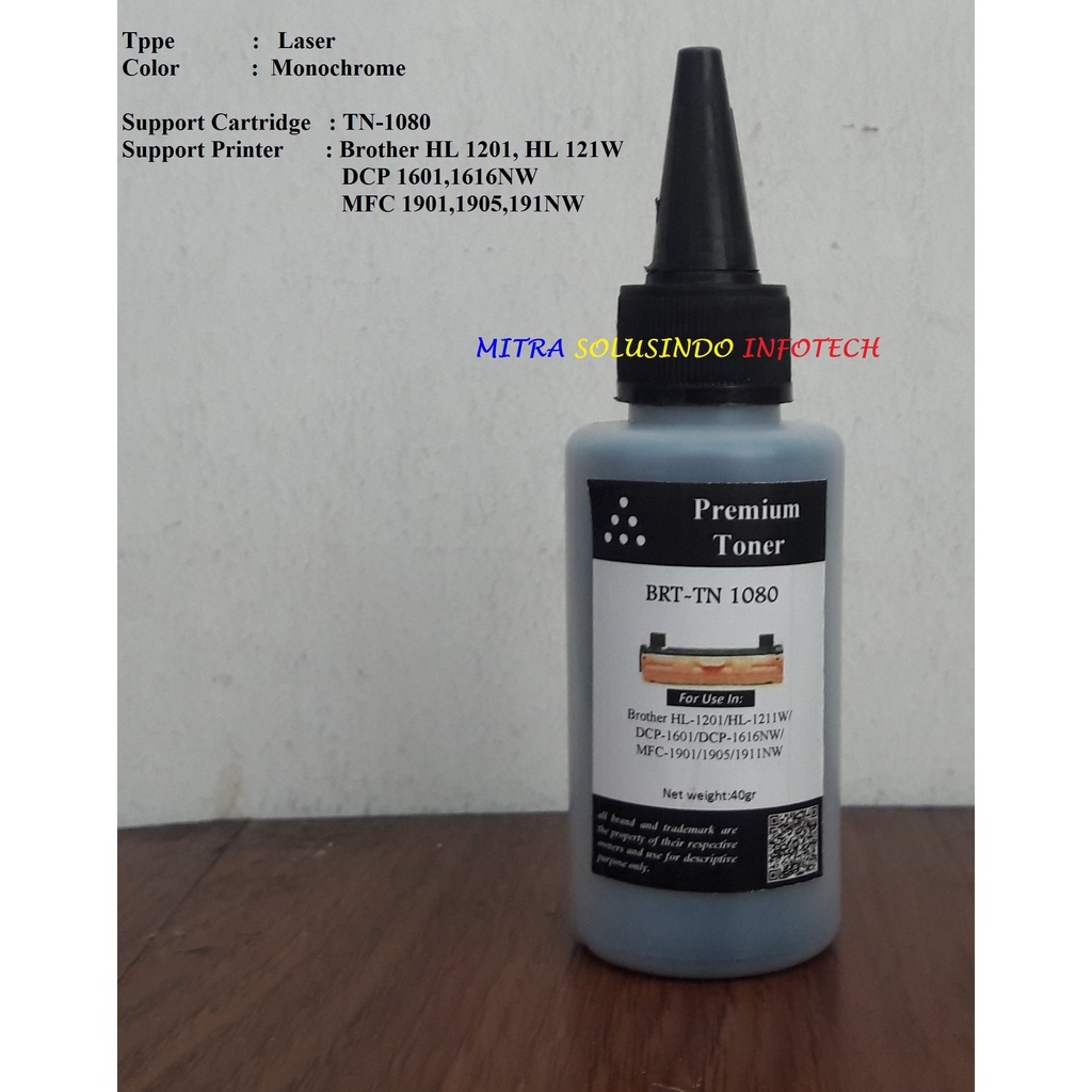 Bubuk Serbuk Toner cocok untuk  BRO  TN 1080 TN1080 Printer HL1201 HL1211W SEKALI REFILL