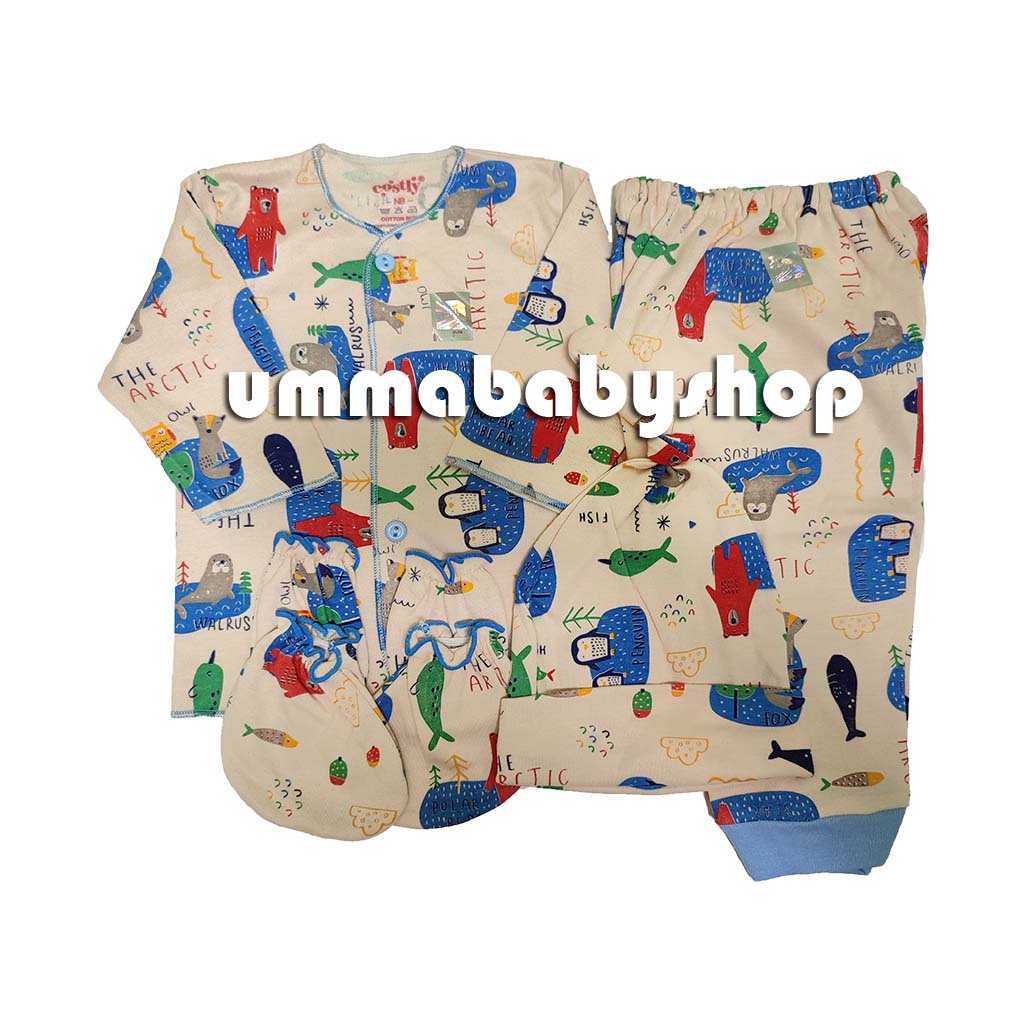 7in1 Setelan Bayi Lengkap Topi Sarung Tangan Kaki SNI Katun Soft Perlengkapan Baju Bayi Gift Set Murah Kado Lahiran Piyama Bayi Celana Tutup Kaki Lengan Pendek Murah Motif Lucu