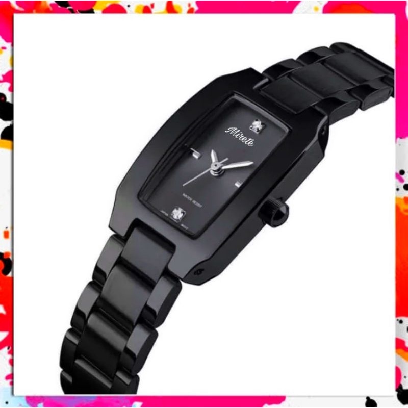 JAM TANGAN WANITA CASUAL RANTAI STAINLIS STELL MIRETE ORIGINAL TAHAN AIR JAM WANITA MODEL PERSEGI-2