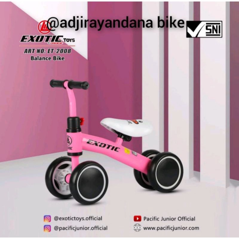 Sepeda Anak Balance bike Push Bike Tanpa Pedal AVIATOR AT 7901 & AT 2008 New-At 2008 pink