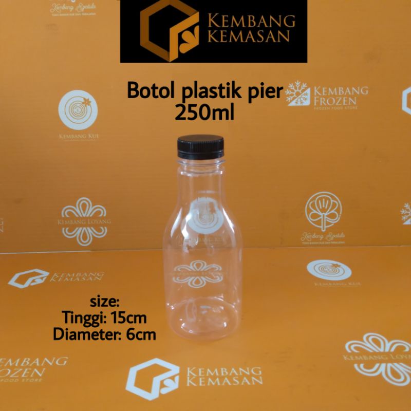 10 PCS BOTOL PLASTIK PEAR 250ML SN TUTUP SEGEL HITAM
