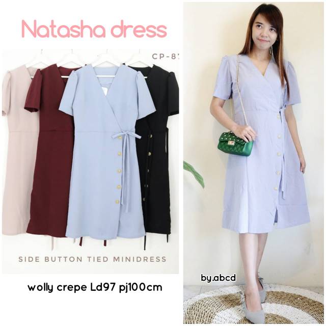natasha dress wanita pendek polos
