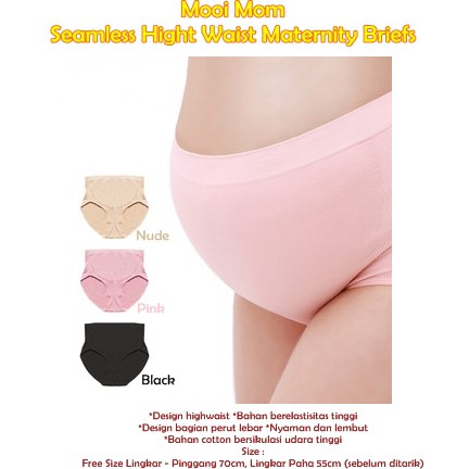 Mooi Mom Seamless Hight Waist Maternity Briefs Celana Ibu Hamil