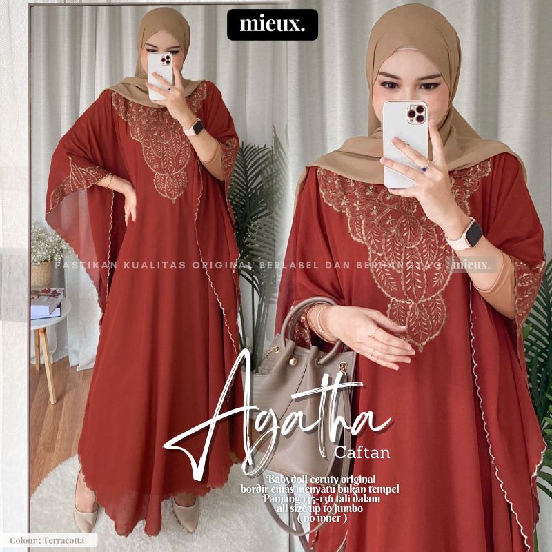 AGATHA KAFTAN kaftan bordir original mieux isyana mieux kaftan kondangan kaftan lebaran