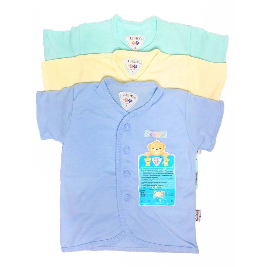 Promo Baju  Bayi  LIBBY  3 Pcs Lengan  pendek  polos S M L 