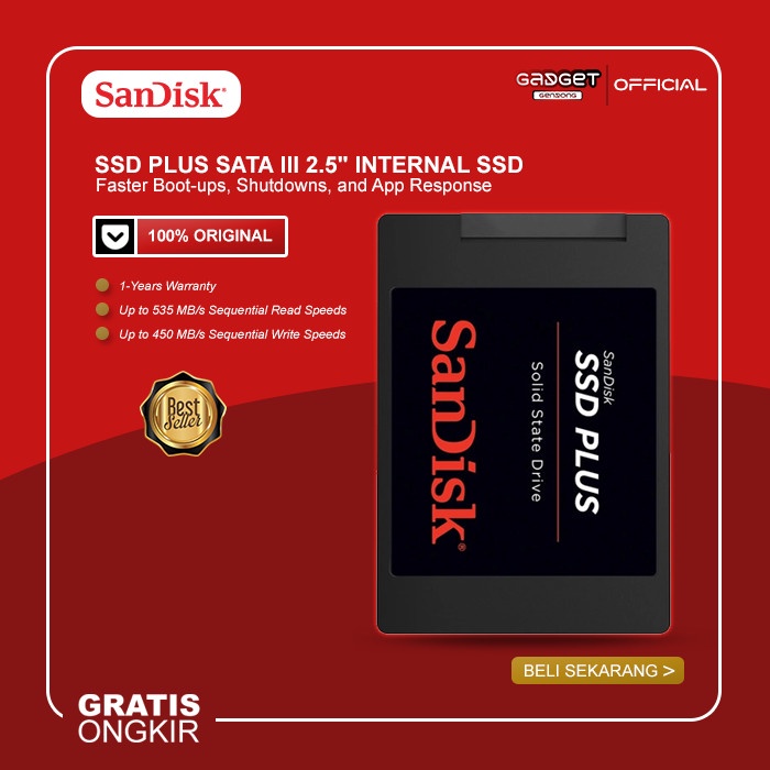 SanDisk SSD Plus 1TB - 480GB - 240GB - 120GB SATA III 2.5&quot; Internal SSD